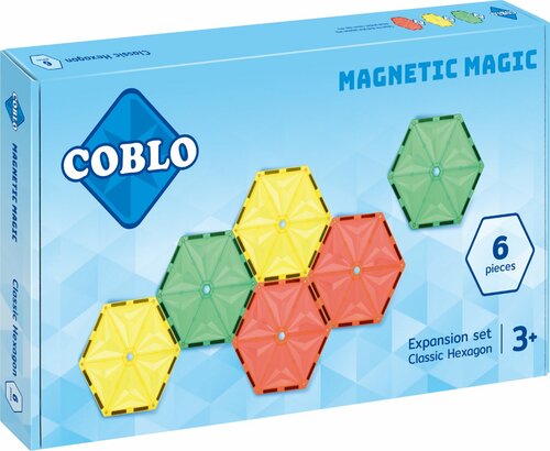 Coblo Uitbreidingsset - 6x Zeshoek - Magnetisch speelgoed