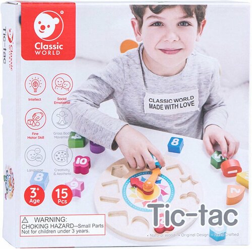 Classic World | Houten Leerklok met Vormen Tic-Tac 3+