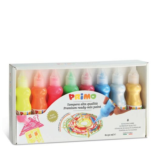 Primo Plakkaatverf 8 Metal & Fluor kleuren