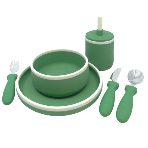 Smikkels Siliconen kinder dinerset - Groen