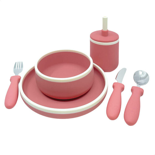 Smikkels | Siliconen kinder dinerset | Roze