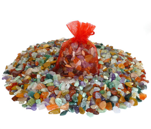 Mini Trommelsteentjes in Organza Zakje