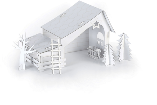 Kartonnen Kerststal Bouwen Set