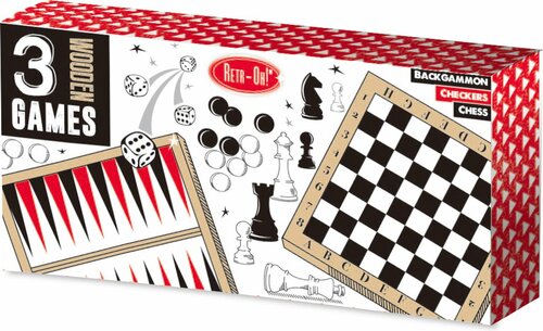 Retr-Oh 3-in-1 Spelset: Schaken, Dammen & Backgammon