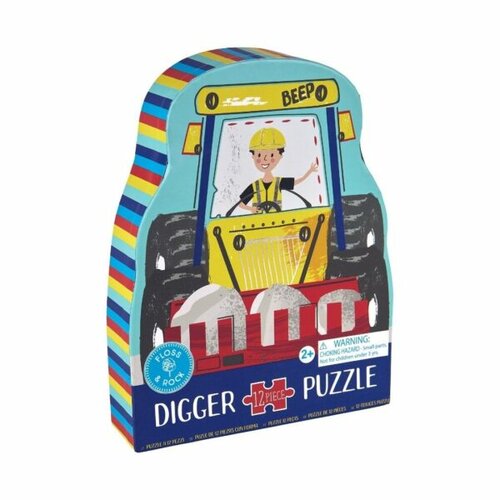 Floss & Rock Puzzel Graafmachine / Digger 12 stukjes