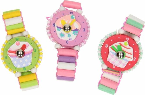 Houten horloge Cupcake