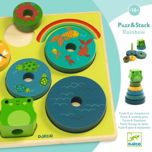Djeco Puzzel | Puzz & Stack Regenboog | 18mnd