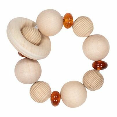 Goki | Houten Grijp-Bijt Ring Amber