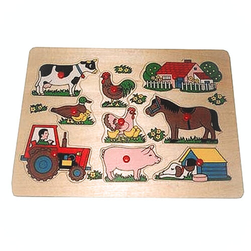 Houten knoppenpuzzel Tractor 2+