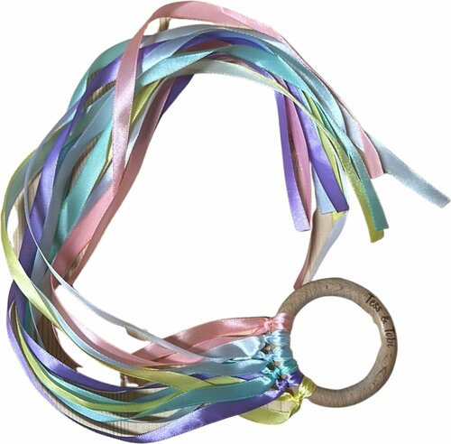 Tess & Tobi Handvlieger met Linten - Danslint Regenboog Pastel