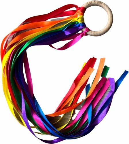 Tess & Tobi Handvlieger met Linten - Danslint Regenboog 