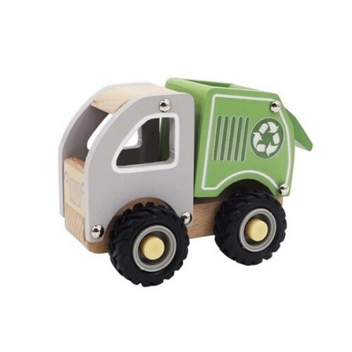 Houten Vuilniswagen met rubberen wielen
