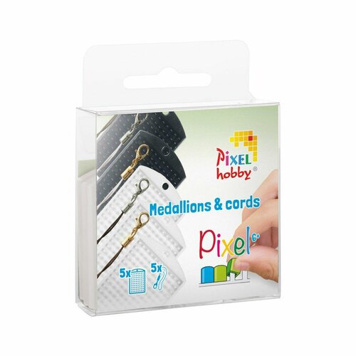 Pixelhobby Set van 5 Medaillons & Color Cords - Zwart/Wit