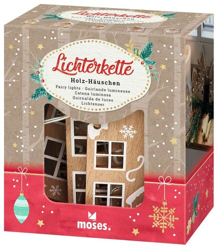 Moses | Kerst Lichtketting Houten Huisjes