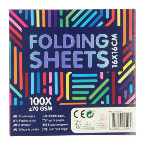 Set gekleurde Vouwblaadjes - 16x16cm - 100 stuks