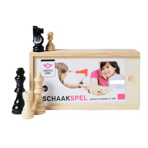 Longfield Essenhouten Schaakstukken in Kistje