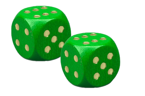 Twee Houten dobbelstenen - Groen  - 16mm