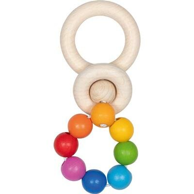 Goki | Houten Grijp-Bijt Ring Regenboog