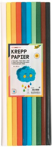 Folia Crêpepapier 50x200cm Basis 10 kleuren	