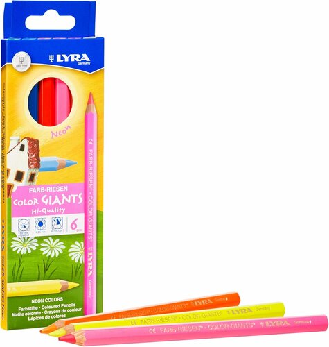 Lyra kleurreuzen Gelakt - 6 kleurpotloden Neon