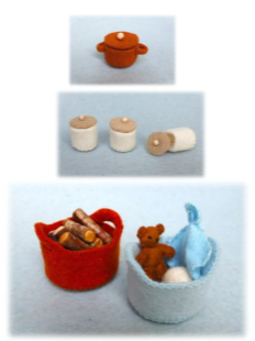Atelier Pippilotta Poppenhuis 6 - Mandje-Beer-Voorraadpotten en Pan