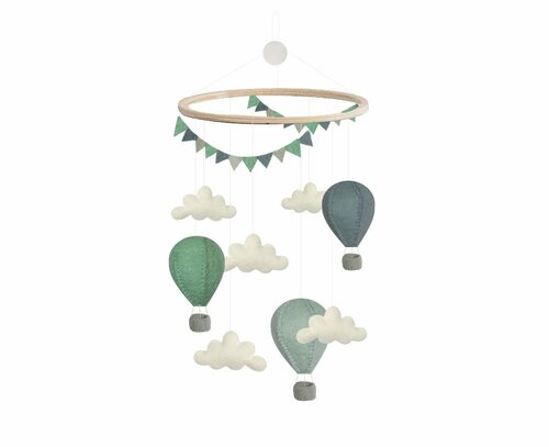 Gamcha Mobiel - Luchtballonnen Mint/Blauw 100% wolvilt