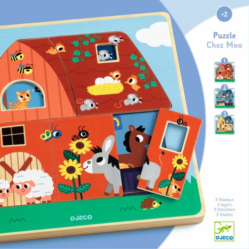 Djeco Houten Puzzel Boerderij Chez Moo 2+