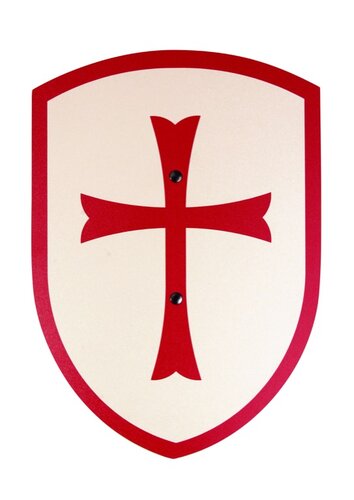 VAH Houten Ridder Schild - Kruisvaarder Wit / Rood