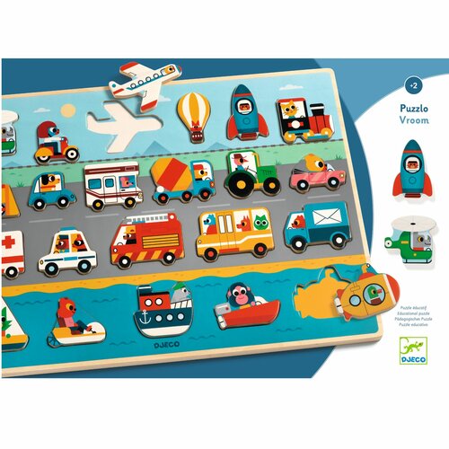 Djeco Houten Puzzel - Vroom 2+
