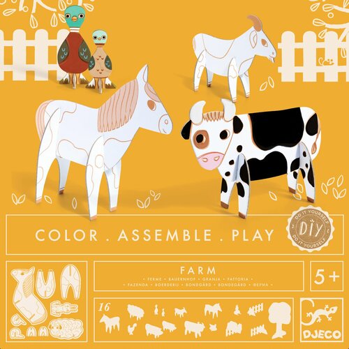 Djeco DIY Kleur, Bouw & Speel - Boerderij 5+
