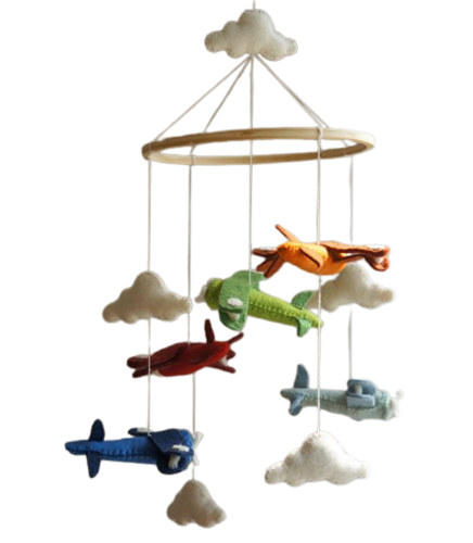 Gamcha Muziekmobiel / Boxmobiel - Vliegtuigen 100% wolvilt