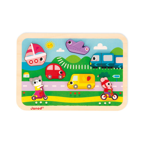 Janod Chunky Puzzel – Voertuigen 18mnd+