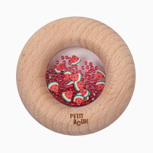 Petit Boum Sensorische Rammelaar en Bijtring - Donut Watermeloen