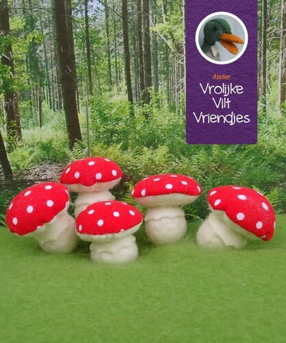 Vrolijke Viltvriendjes  Paddenstoel Bolletjes