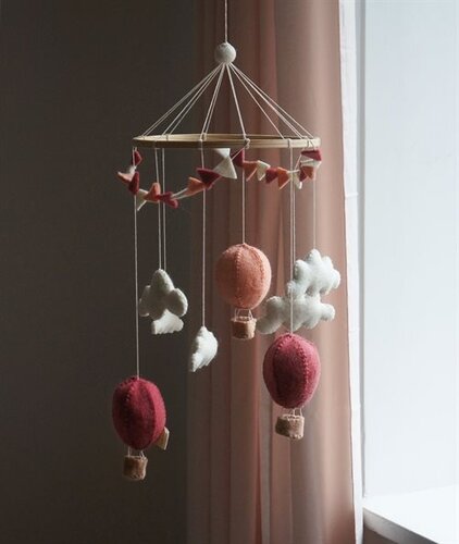 Gamcha Muziekmobiel / Boxmobiel - Luchtballonnen Koraal 100% wolvilt