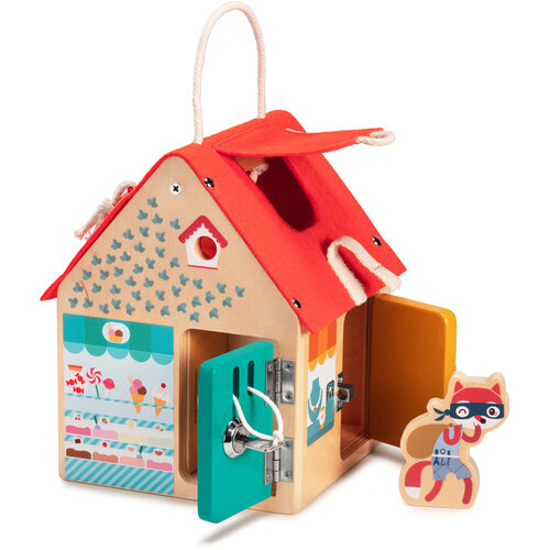 Lilliputiens -  Houten Grendelhuis (met sloten) Lilliputiens -  Houten Grendelhuis (met sloten)