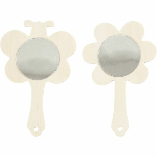CC Hobby houten MINI Handspiegel - Bloem en Vlinder