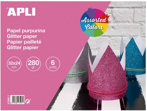 Apli Glitterpapier - 6 vel - 32x24cm