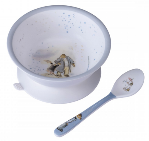Petit Jour - Ernest & Celestine - Schaaltje met zuignap en Lepeltje - Grijs