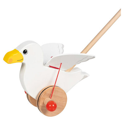Goki Houten Duwfiguur - Meeuw met klapperende Vleugels