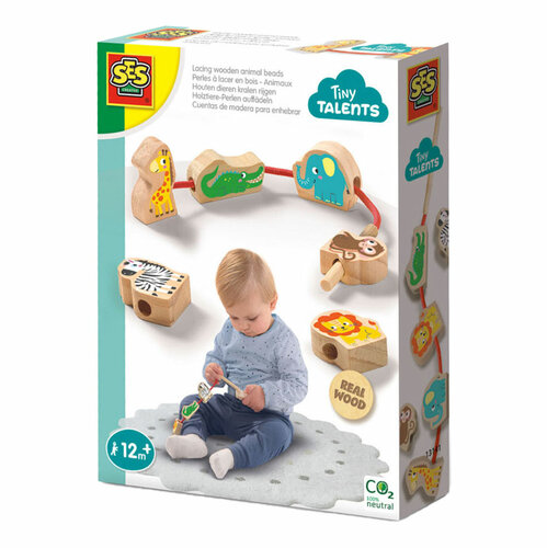 SES Tiny Talents  Houten Dierenkralen Rijgen 12mnd+