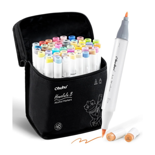 Ohuhu Honolulu B Alcohol Art Markers - Brush & Fine - 48 Blossoming