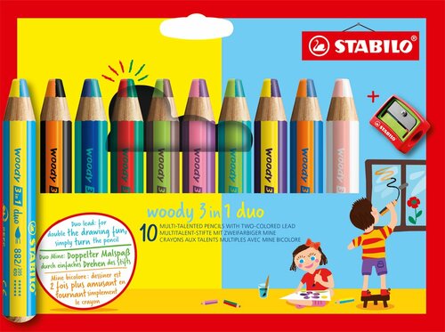 STABILO woody 3 in 1 - Multitalent potlood - Set 10 + Puntenslijper