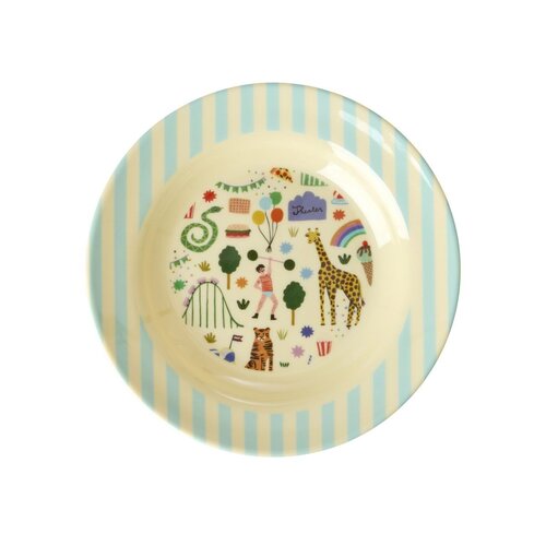 RICE Melamine Kinderkom met mintgroene kermisprint - Medium - 250 ml