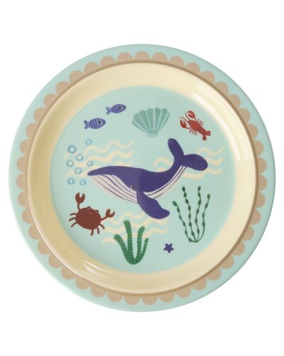 RICE Melamine Kinderlunchbord met blauwe oceaanprint