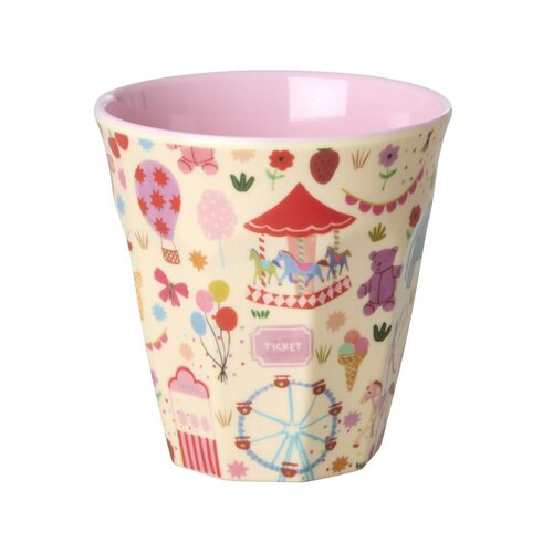RICE Melamine Beker met Roze Kermisprint - Medium 250 ml
