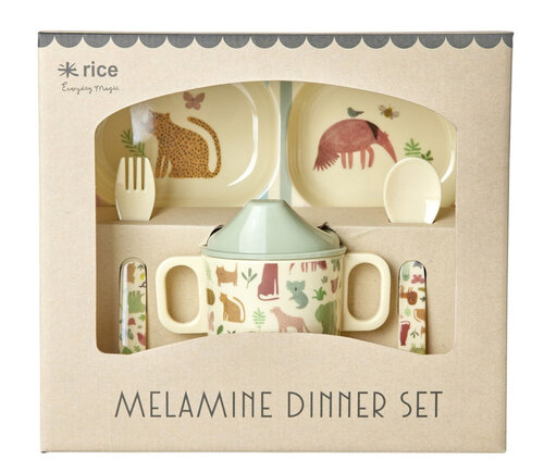 RICE Melamine Babydinerset in geschenkverpakking - Jungleprint 