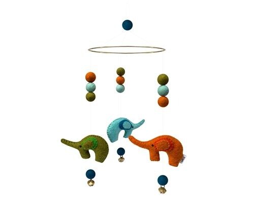 Gamcha Muziekmobiel / Boxmobiel - Olifanten 100% wolvilt