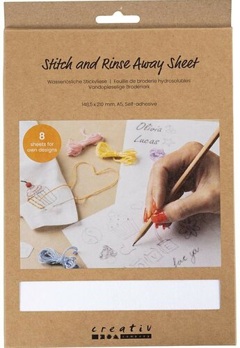 CC Hobby Wateroplosbare Borduurvellen - Blanco A5 - 8 Vel