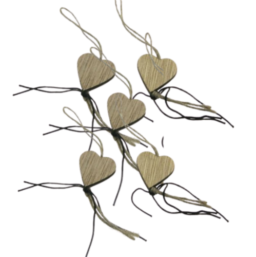 Gelukshanger - 5 Houten Hartjes